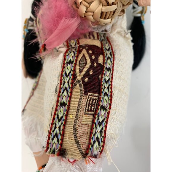 VTG 80s Handmade Native American Ceramic Display Doll Fish Basket Braids 8705 - Picture 8 of 13